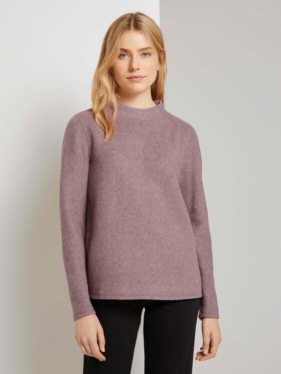 Meliertes Sweatshirt mit Stehkragen - Frauen - light aurora rose melange Meliertes Sweatshirt mit Stehkragen - Frauen - light aurora rose melange - 1 - TOM TAILOR