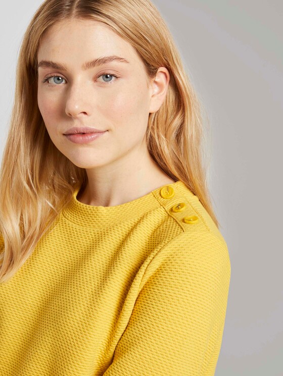 Stehkragen-Sweatshirt mit Knopfdetail - Frauen - california sand yellow Stehkragen-Sweatshirt mit Knopfdetail - Frauen - california sand yellow - 9 - TOM TAILOR