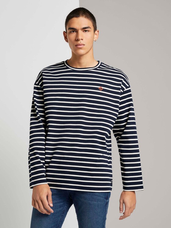 Gestreiftes Langarmshirt - Männer - navy white yd stripe Gestreiftes Langarmshirt - Männer - navy white yd stripe - 1 - TOM TAILOR Denim