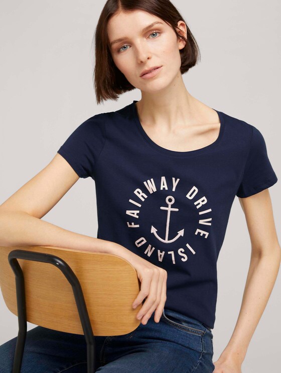 Besticktes T-Shirt - Frauen - Real Navy Blue Besticktes T-Shirt - Frauen - Real Navy Blue - 5 - TOM TAILOR Denim