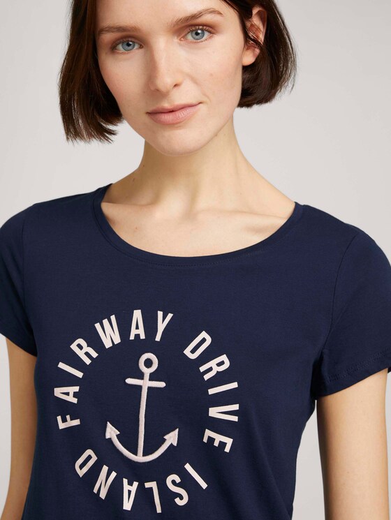 Besticktes T-Shirt - Frauen - Real Navy Blue Besticktes T-Shirt - Frauen - Real Navy Blue - 9 - TOM TAILOR Denim