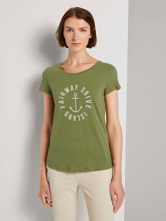 Embroidered T-shirt - Women - moss green Embroidered T-shirt - Women - moss green - 1 - TOM TAILOR Denim