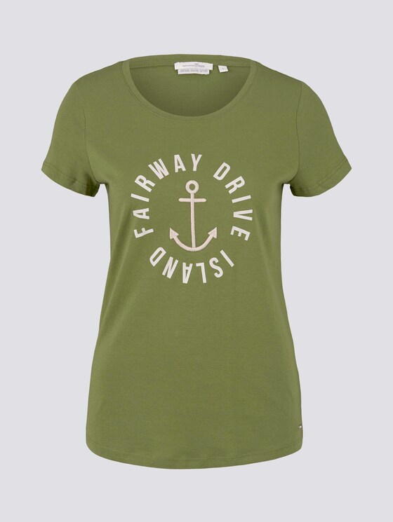 Embroidered T-shirt - Women - moss green Embroidered T-shirt - Women - moss green - 7 - TOM TAILOR Denim