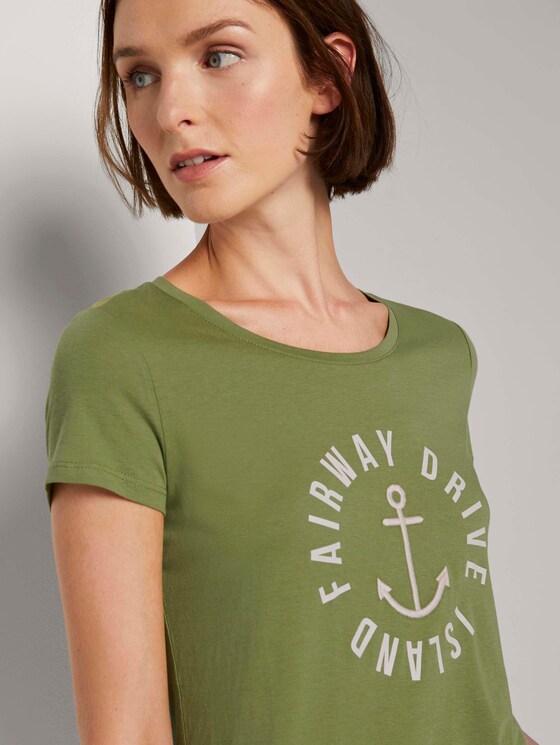 Embroidered T-shirt - Women - moss green Embroidered T-shirt - Women - moss green - 9 - TOM TAILOR Denim