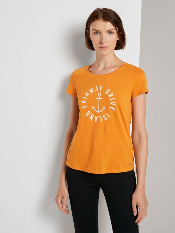 Embroidered T-shirt - Women - orange yellow Embroidered T-shirt - Women - orange yellow - 1 - TOM TAILOR Denim