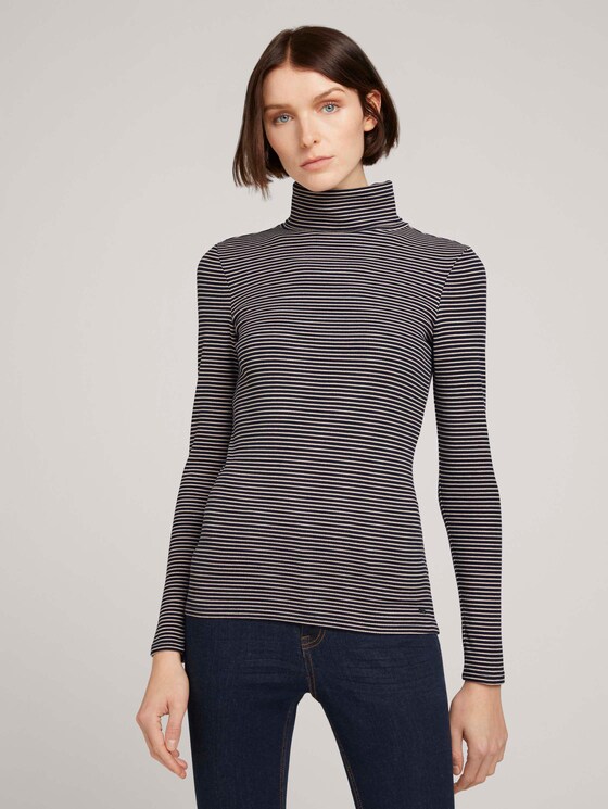 Gestreiftes Rollkragenshirt - Frauen - small navy creme stripe Gestreiftes Rollkragenshirt - Frauen - small navy creme stripe - 1 - TOM TAILOR Denim