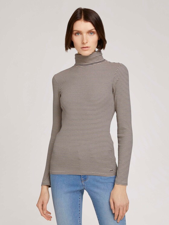 Gestreiftes Rollkragenshirt - Frauen - small creme navy stripe Gestreiftes Rollkragenshirt - Frauen - small creme navy stripe - 1 - TOM TAILOR Denim