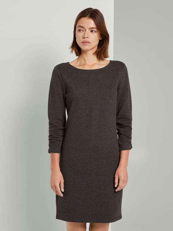 Meliertes Minikleid mit Ärmeldetail - Frauen - Shale Grey Melange Meliertes Minikleid mit Ärmeldetail - Frauen - Shale Grey Melange - 1 - TOM TAILOR Denim