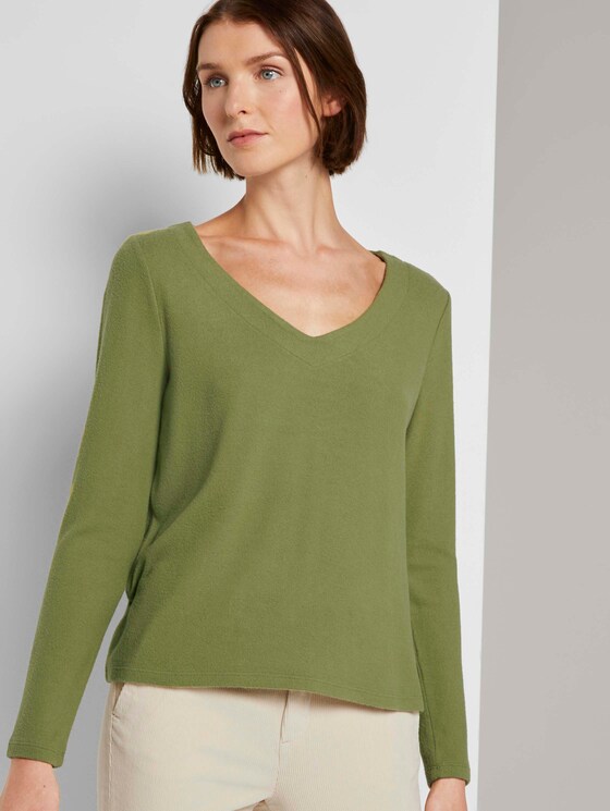 Weicher Pullover mit V-Ausschnitt - Frauen - moss green Weicher Pullover mit V-Ausschnitt - Frauen - moss green - 5 - TOM TAILOR Denim