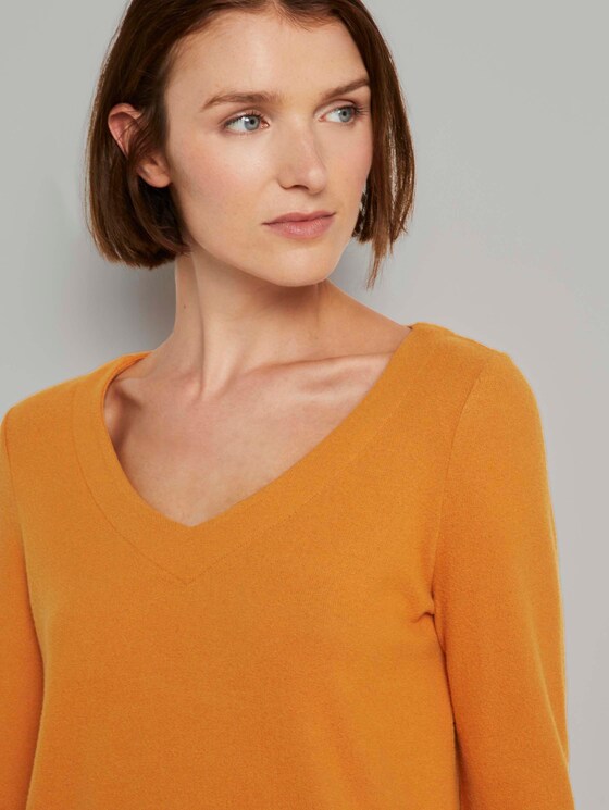 Weicher Pullover mit V-Ausschnitt - Frauen - orange yellow Weicher Pullover mit V-Ausschnitt - Frauen - orange yellow - 9 - TOM TAILOR Denim