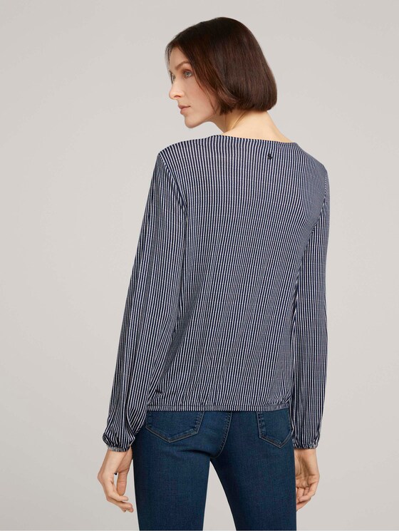 Fein gestreiftes Shirt mit Knopfleiste - Frauen - navy white vertical stripe Fein gestreiftes Shirt mit Knopfleiste - Frauen - navy white vertical stripe - 2 - TOM TAILOR Denim