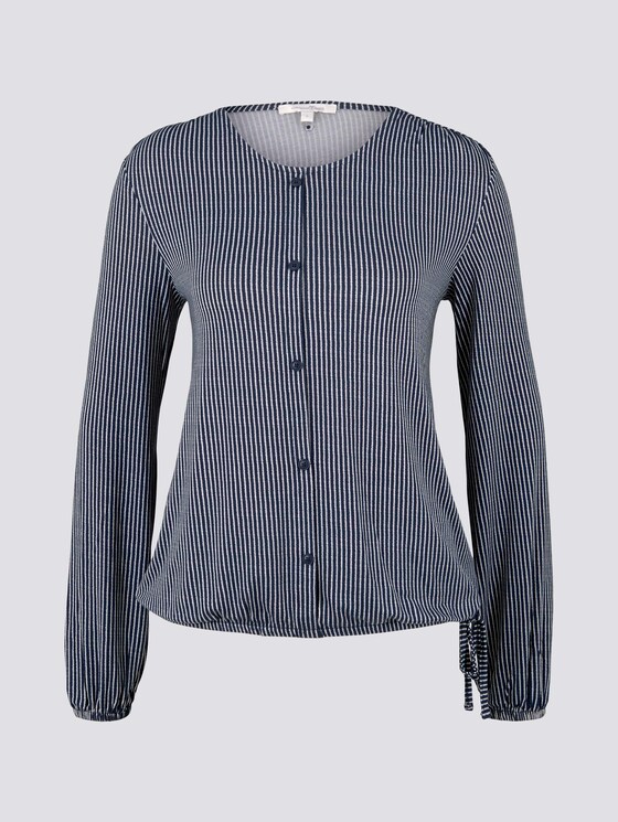 Fein gestreiftes Shirt mit Knopfleiste - Frauen - navy white vertical stripe Fein gestreiftes Shirt mit Knopfleiste - Frauen - navy white vertical stripe - 7 - TOM TAILOR Denim