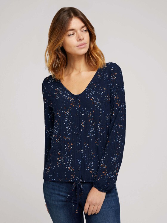 Bluse mit V-Ausschnitt - Frauen - blue dot print Bluse mit V-Ausschnitt - Frauen - blue dot print - 1 - TOM TAILOR Denim