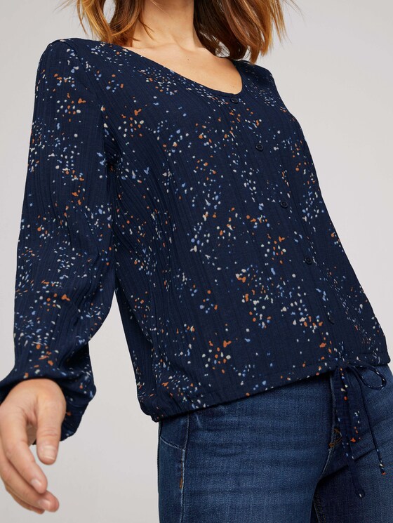 Bluse mit V-Ausschnitt - Frauen - blue dot print Bluse mit V-Ausschnitt - Frauen - blue dot print - 9 - TOM TAILOR Denim