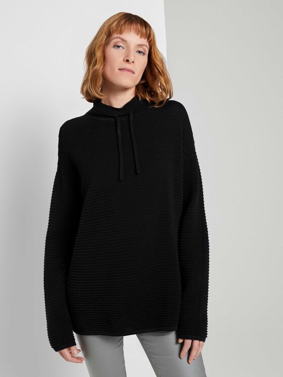 Ottomaanse trui met opstaande kraag - Vrouwen - Deep Black Ottomaanse trui met opstaande kraag - Vrouwen - Deep Black - 1 - TOM TAILOR