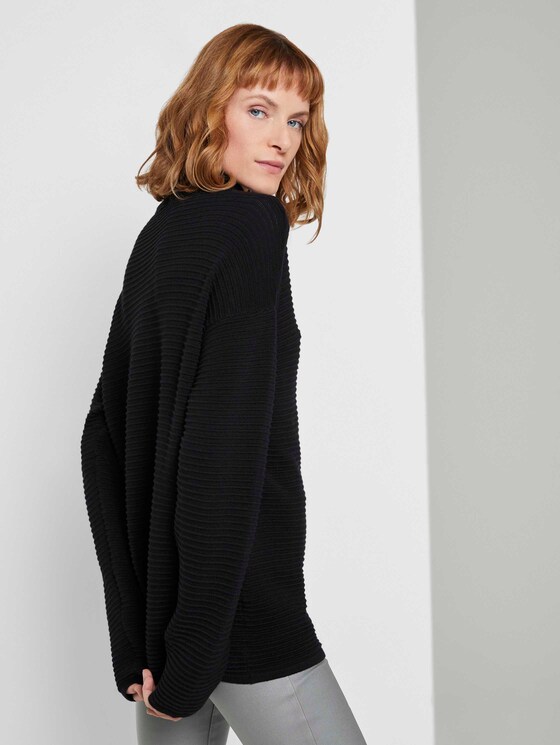 Ottomaanse trui met opstaande kraag - Vrouwen - Deep Black Ottomaanse trui met opstaande kraag - Vrouwen - Deep Black - 2 - TOM TAILOR