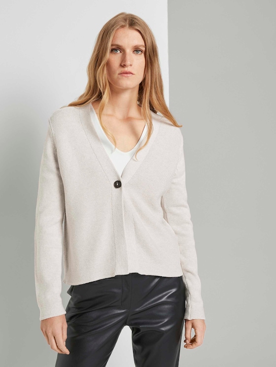 Strukturierter Baumwoll Cardigan - Frauen - desert sand melange Strukturierter Baumwoll Cardigan - Frauen - desert sand melange - 1 - TOM TAILOR