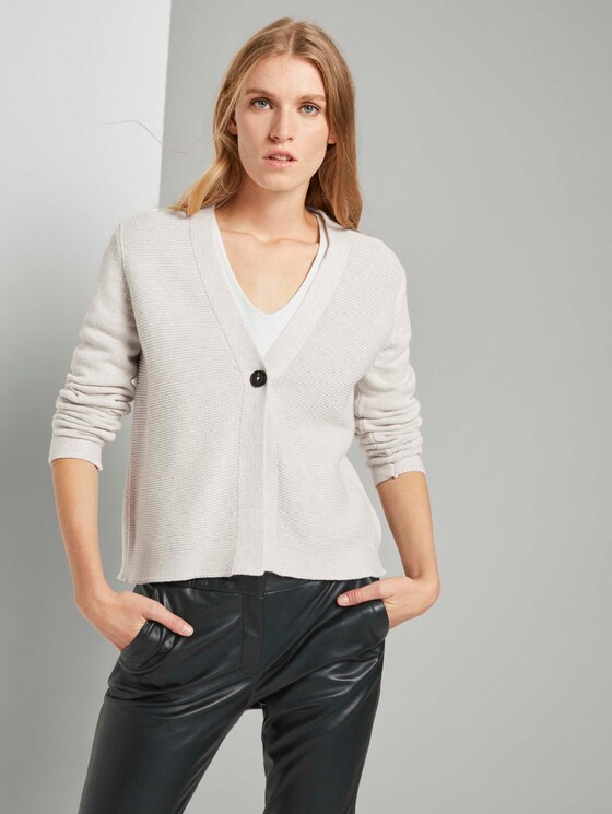 Strukturierter Baumwoll Cardigan - Frauen - desert sand melange Strukturierter Baumwoll Cardigan - Frauen - desert sand melange - 5 - TOM TAILOR
