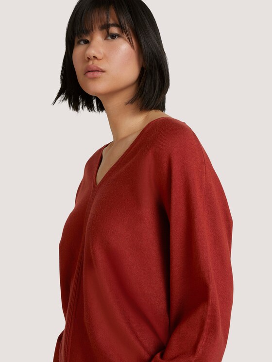 Loose Fit Pullover mit LENZING™ ECOVERO™ - Frauen - dark maroon red Loose Fit Pullover mit LENZING™ ECOVERO™ - Frauen - dark maroon red - 9 - TOM TAILOR