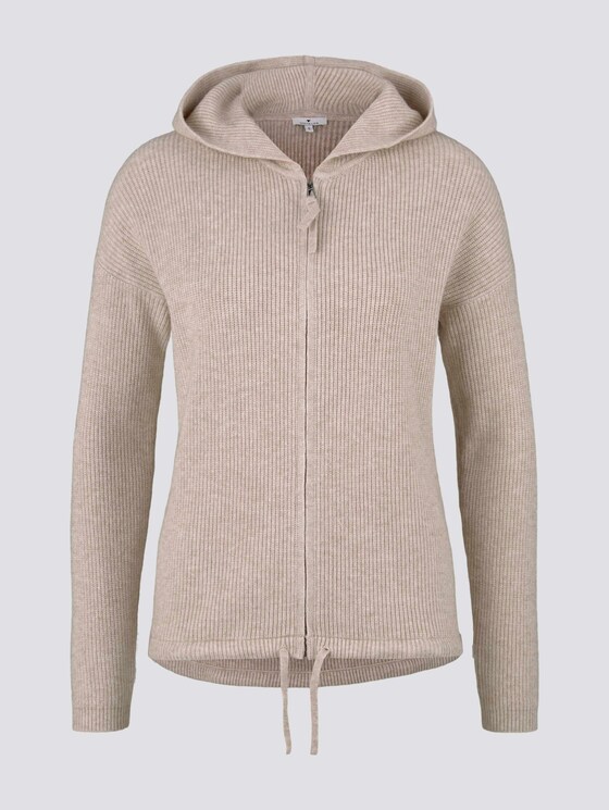 Ripp-Strickjacke mit Kapuze - Frauen - desert sand melange Ripp-Strickjacke mit Kapuze - Frauen - desert sand melange - 7 - TOM TAILOR
