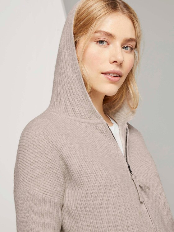 Ripp-Strickjacke mit Kapuze - Frauen - desert sand melange Ripp-Strickjacke mit Kapuze - Frauen - desert sand melange - 9 - TOM TAILOR