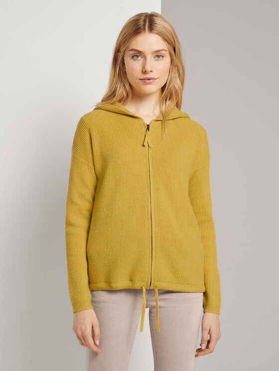 Geribbeld vest met hoodie - Vrouwen - california sand melange Geribbeld vest met hoodie - Vrouwen - california sand melange - 1 - TOM TAILOR