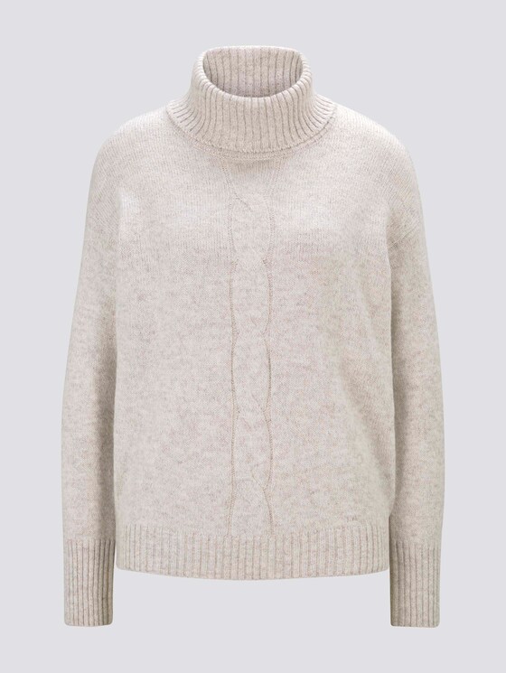 Rollkragenpullover mit Zopfmuster - Frauen - desert sand melange Rollkragenpullover mit Zopfmuster - Frauen - desert sand melange - 7 - TOM TAILOR