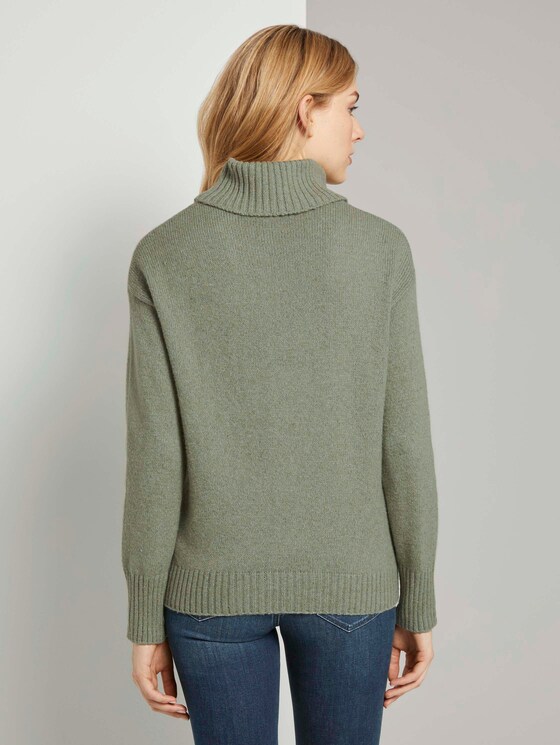 Rollkragenpullover mit Zopfmuster - Frauen - calm green melange Rollkragenpullover mit Zopfmuster - Frauen - calm green melange - 2 - TOM TAILOR