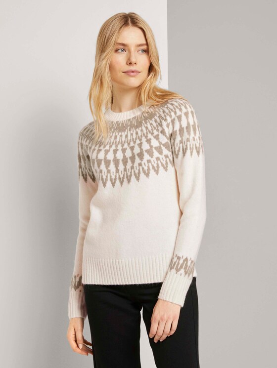 Pullover mit Shetland-Muster - Frauen - soft powder beige Pullover mit Shetland-Muster - Frauen - soft powder beige - 1 - TOM TAILOR