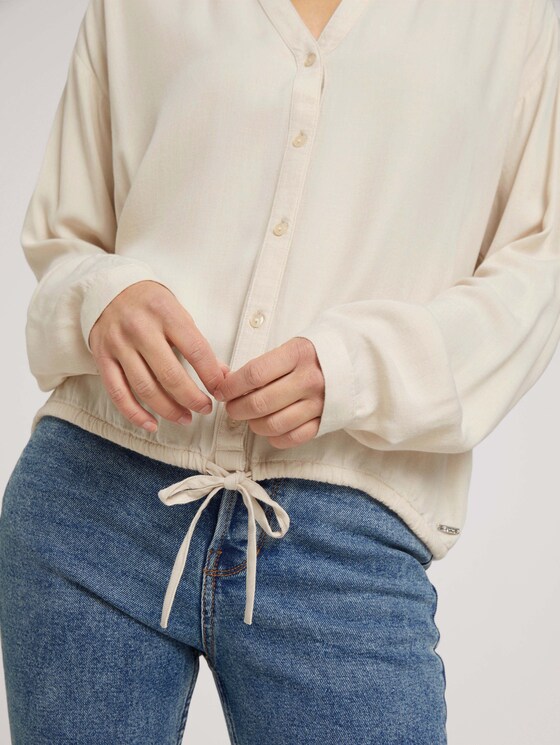 Bluse mit Tunnelzug - Frauen - cozy beige melange Bluse mit Tunnelzug - Frauen - cozy beige melange - 10 - TOM TAILOR Denim