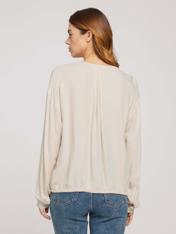 Bluse mit Tunnelzug - Frauen - cozy beige melange Bluse mit Tunnelzug - Frauen - cozy beige melange - 2 - TOM TAILOR Denim