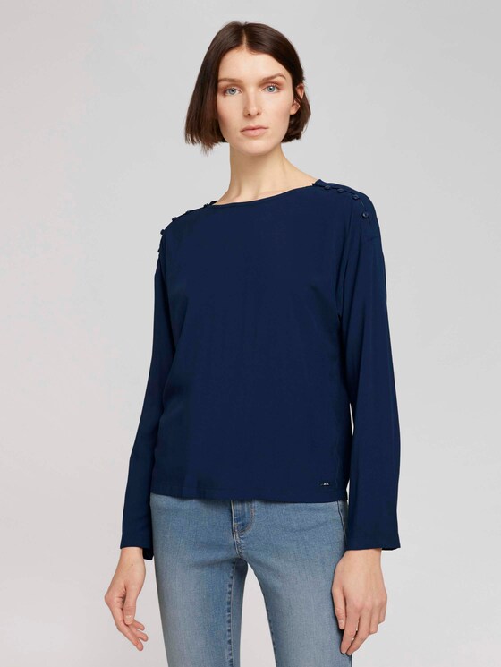 Losse blouse met knoopsluiting - Vrouwen - Real Navy Blue Losse blouse met knoopsluiting - Vrouwen - Real Navy Blue - 1 - TOM TAILOR Denim