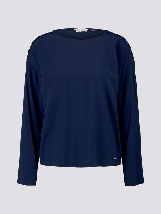 Losse blouse met knoopsluiting - Vrouwen - Real Navy Blue Losse blouse met knoopsluiting - Vrouwen - Real Navy Blue - 7 - TOM TAILOR Denim