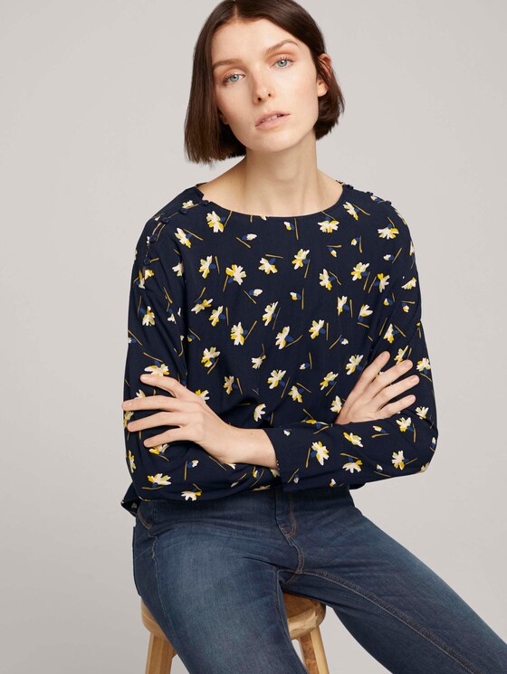 Lockere Bluse mit Knopfleisten - Frauen - navy flower alloverprint Lockere Bluse mit Knopfleisten - Frauen - navy flower alloverprint - 5 - TOM TAILOR Denim