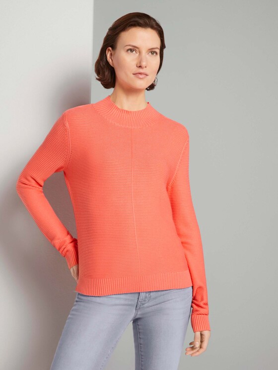 Strickpullover mit Ottoman Struktur - Frauen - strong peach tone Strickpullover mit Ottoman Struktur - Frauen - strong peach tone - 1 - TOM TAILOR