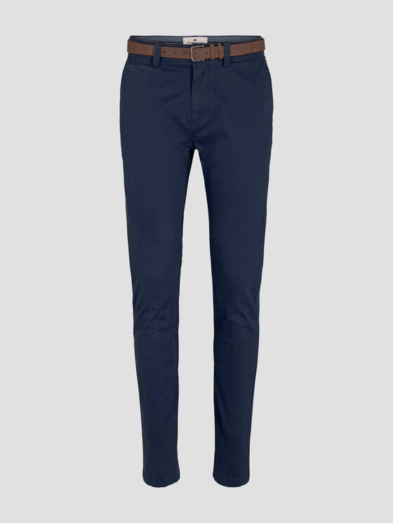 Gemusterte Chino Hose mit Gürtel - Männer - navy minimal tonal design Gemusterte Chino Hose mit Gürtel - Männer - navy minimal tonal design - 7 - TOM TAILOR
