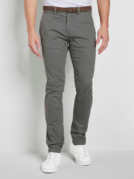 Gemusterte Chino Hose mit Gürtel - Männer - grey navy minimal design Gemusterte Chino Hose mit Gürtel - Männer - grey navy minimal design - 1 - TOM TAILOR