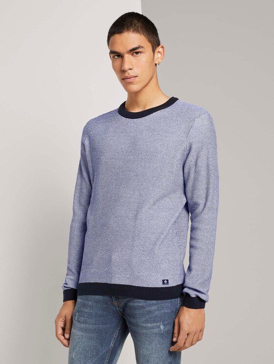 Strukturierter Pullover - Männer - navy white arc design Strukturierter Pullover - Männer - navy white arc design - 1 - TOM TAILOR Denim