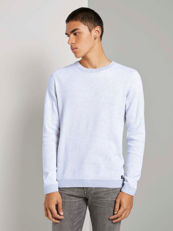 Strukturierter Pullover - Männer - grey white arc design Strukturierter Pullover - Männer - grey white arc design - 1 - TOM TAILOR Denim