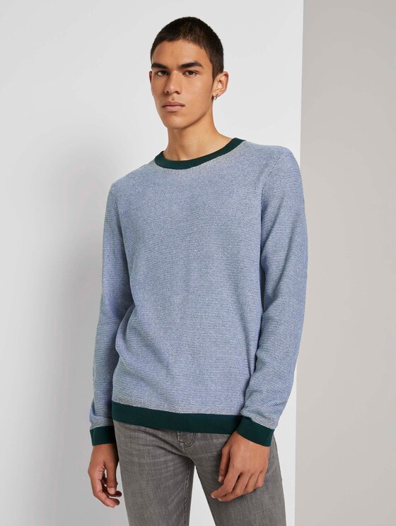Strukturierter Pullover - Männer - green white arc design Strukturierter Pullover - Männer - green white arc design - 1 - TOM TAILOR Denim