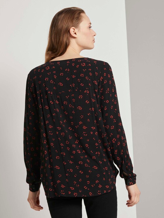 Gemusterte Bluse mit V-Ausschnitt - Frauen - black rust flower print Gemusterte Bluse mit V-Ausschnitt - Frauen - black rust flower print - 2 - TOM TAILOR Denim