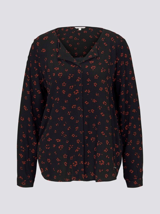 Gemusterte Bluse mit V-Ausschnitt - Frauen - black rust flower print Gemusterte Bluse mit V-Ausschnitt - Frauen - black rust flower print - 7 - TOM TAILOR Denim