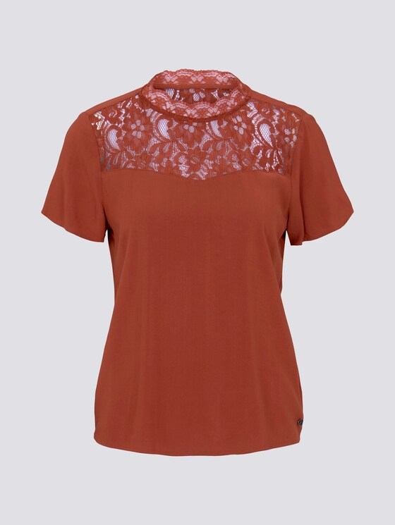 T-Shirt mit Spitze - Frauen - Rust Orange T-Shirt mit Spitze - Frauen - Rust Orange - 7 - TOM TAILOR Denim