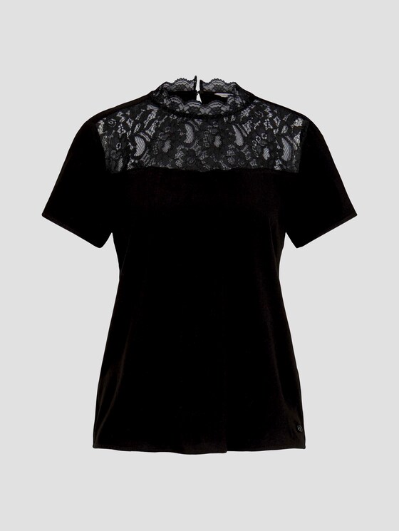 T-Shirt mit Spitze - Frauen - Deep Black T-Shirt mit Spitze - Frauen - Deep Black - 7 - TOM TAILOR Denim