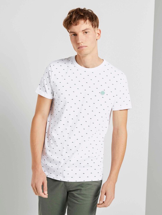 Gemustertes T-Shirt - Männer - white triangle stripe print Gemustertes T-Shirt - Männer - white triangle stripe print - 1 - TOM TAILOR Denim