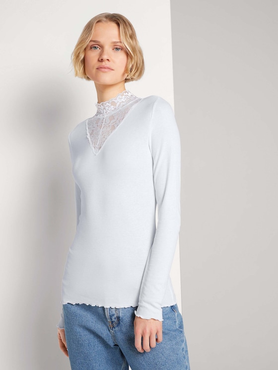 Langarmshirt mit Spitze - Frauen - Off White Langarmshirt mit Spitze - Frauen - Off White - 1 - TOM TAILOR Denim