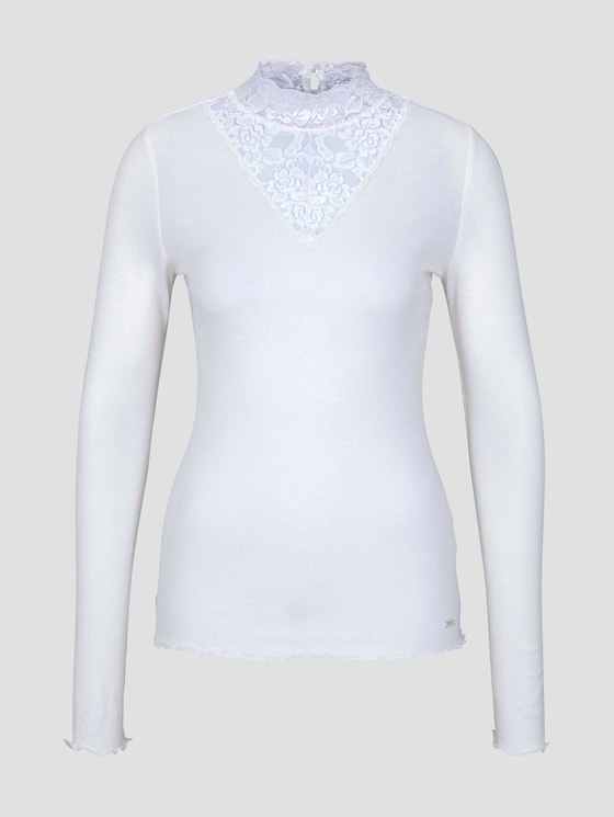 Langarmshirt mit Spitze - Frauen - Off White Langarmshirt mit Spitze - Frauen - Off White - 7 - TOM TAILOR Denim