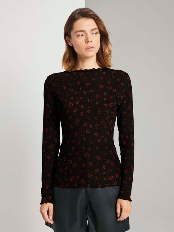 Langarmshirt mit Blumen Print - Frauen - black rust flower print Langarmshirt mit Blumen Print - Frauen - black rust flower print - 1 - TOM TAILOR Denim