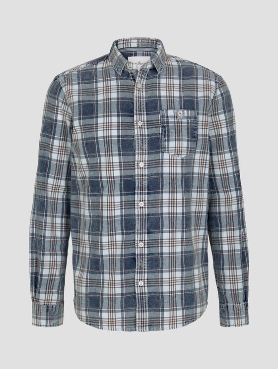 Kariertes Hemd mit Brusttasche - Männer - indigo washed check Kariertes Hemd mit Brusttasche - Männer - indigo washed check - 7 - TOM TAILOR