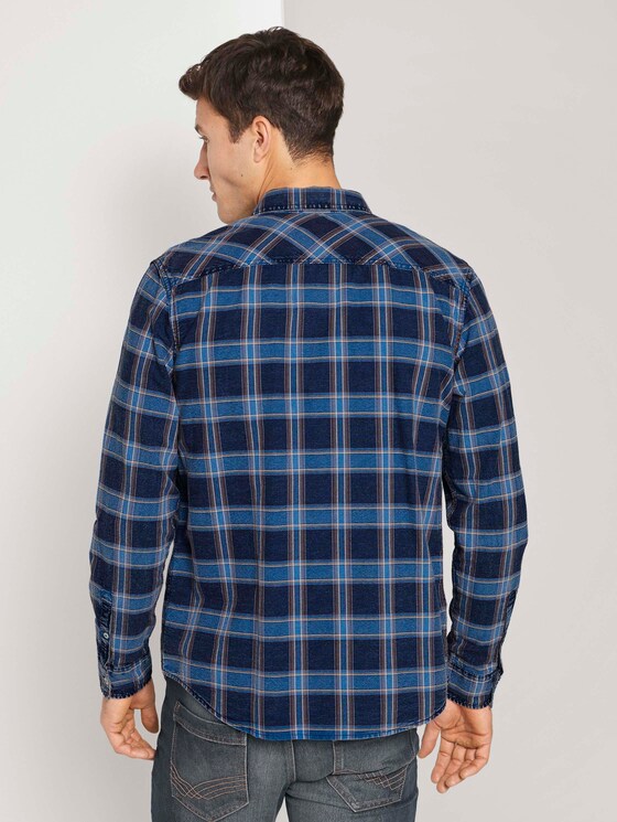 Kariertes Hemd mit Brusttasche - Männer - blue indigo washed shirt Kariertes Hemd mit Brusttasche - Männer - blue indigo washed shirt - 2 - TOM TAILOR